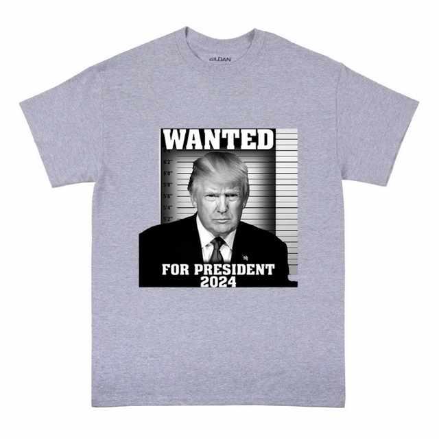 Trump "Wanted" 2024 Sports Gray T-Shirts image