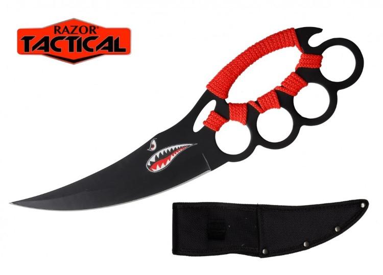 12" Hunting Knife With Finger Guard & Sheath - Red image