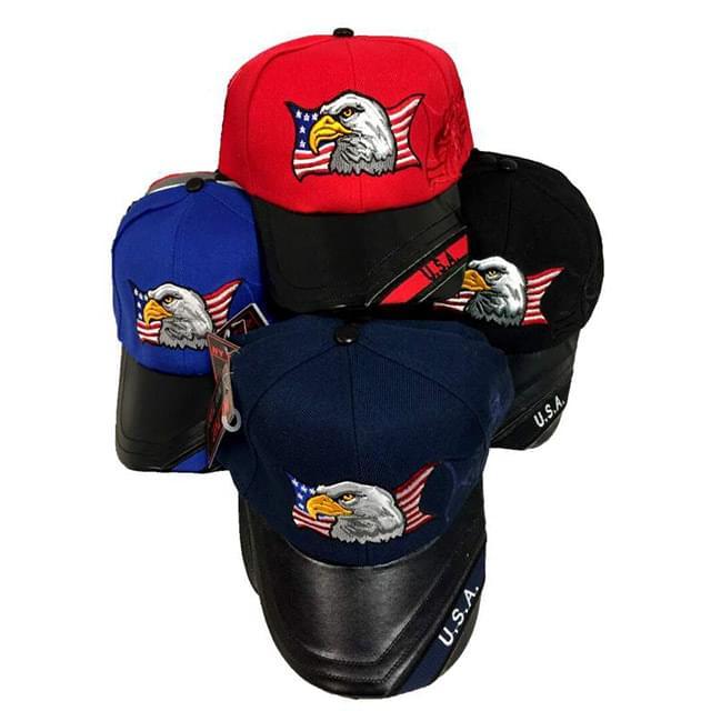 American Eagle Baseball Hats With Leather Lids image