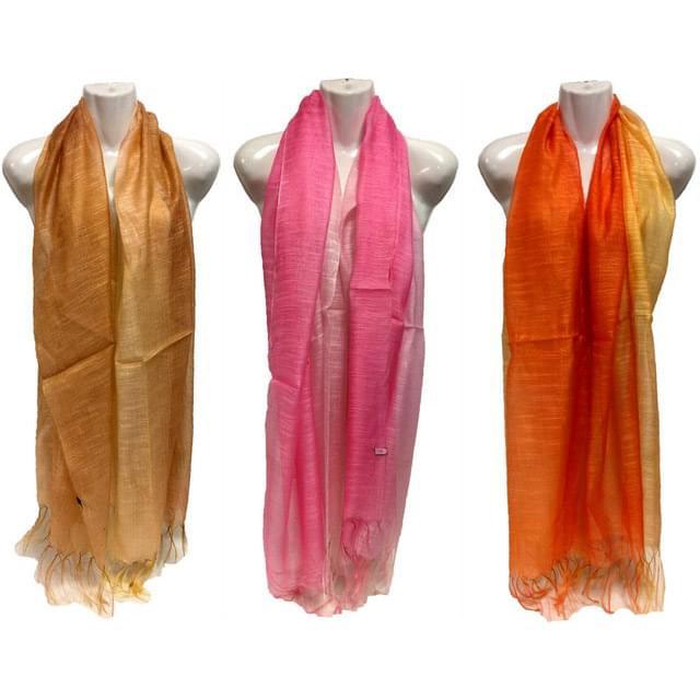 Two-Tone Scarves With Fringes - Assorted image