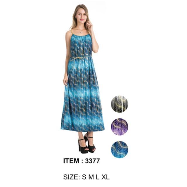 Gold Stripe & Belt Long Maxi Dresses - Assorted image