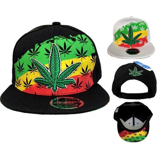 Wholesale Snap Back Flat Bill/Lg Leaf Red-Yellow-Green image