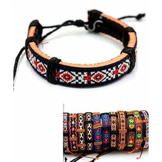 Aztec Pattern Faux Leather Bracelets - Assorted image