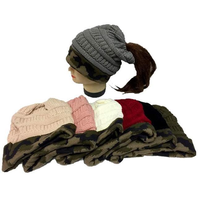 Knitted Winter Ponytail Hats image
