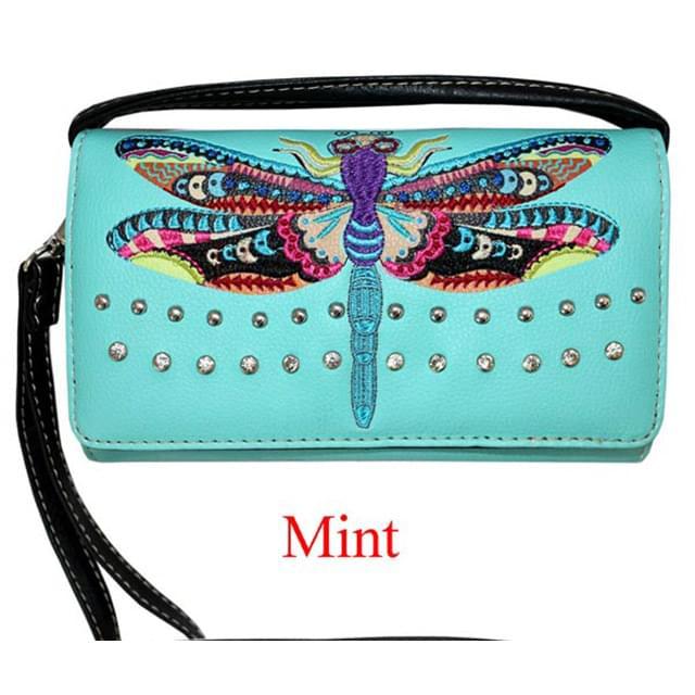 Rainbow Dragonfly Western Wallet - Mint image