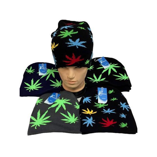 Marijuana Print Winter Beanies - Assorted image