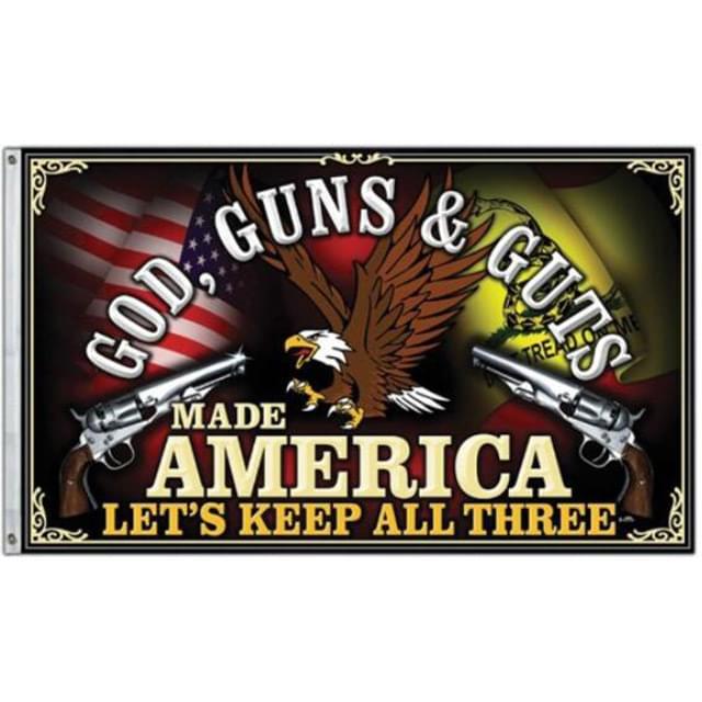 "God, Guns & Guts" Patriotic Eagle Flags - 3' x 5' image