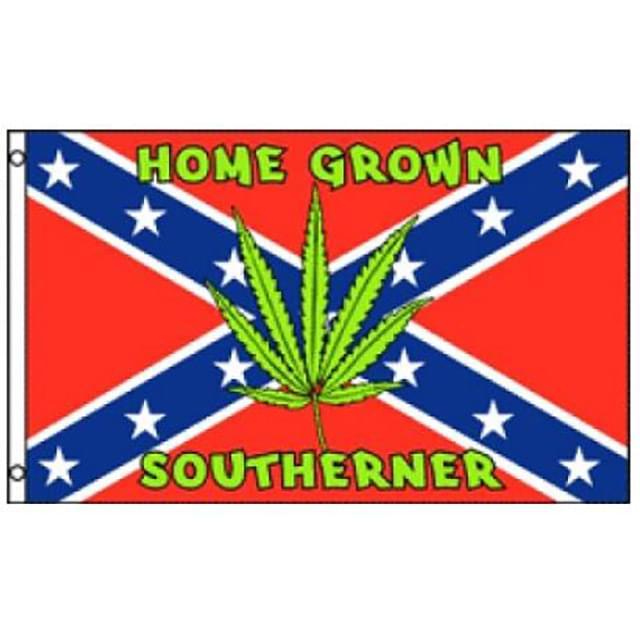 "Home Grown Southerner" Marijuana Leaf Rebel Flags - 3' x 5' image