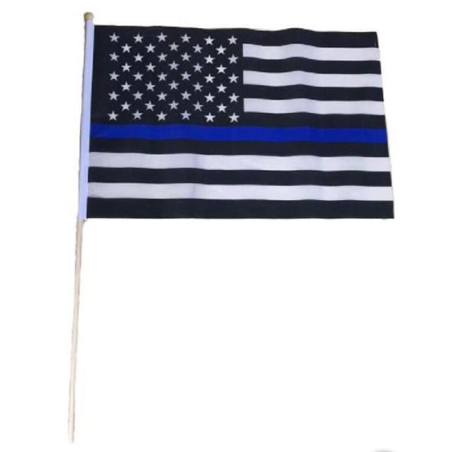 Thin Blue Line USA Stick Flags - Black 12'' x 18'' image