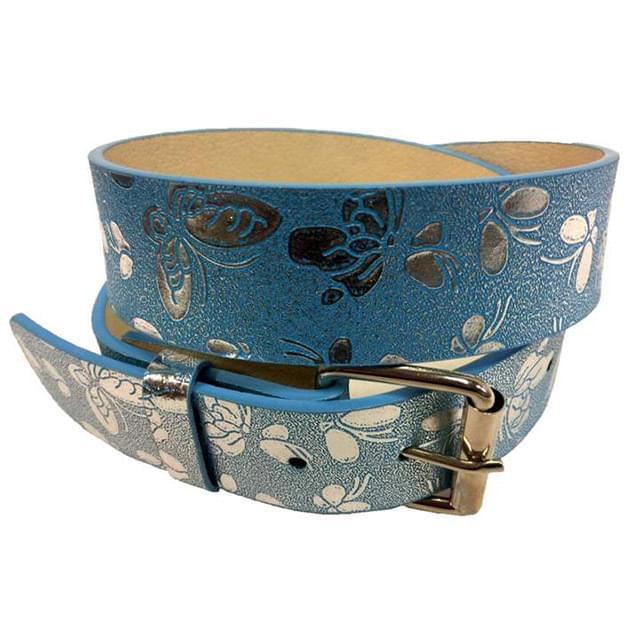 Butterfly Pattern PU Leather Fashion Belts - Blue image
