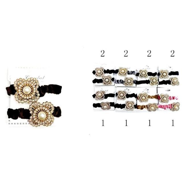 Rhinestone Flower-Shaped Scrunchies - Assorted image