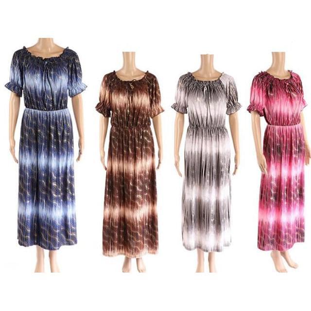 Medium Sleeve Long Tie-Dye Sundresses - Assorted image