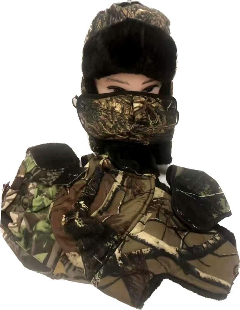 Tree Camo Aviator Hats With Fur Trim And Detachable Mask image