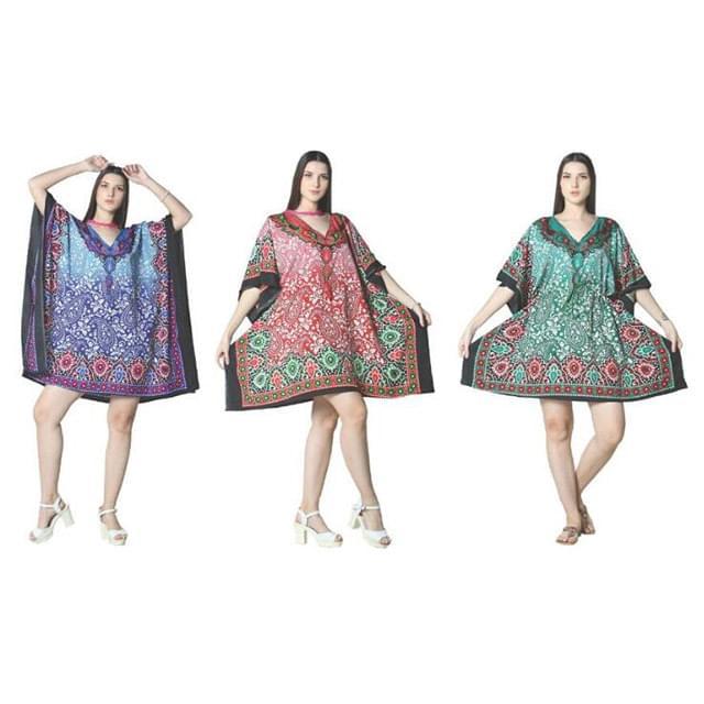 Multicolor Paisley Graphic Short Kaftan Tops - Assorted image