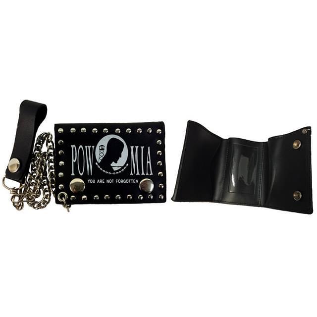 Wholesale Leather Trifold wallet with POW MIA image