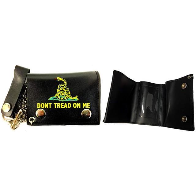 "Don't Tread On Me" Leather Tri-Fold Wallets - Black image