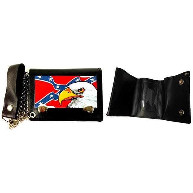 Wholesale Trifold wallet Confederate Flag with Bald Eagle image