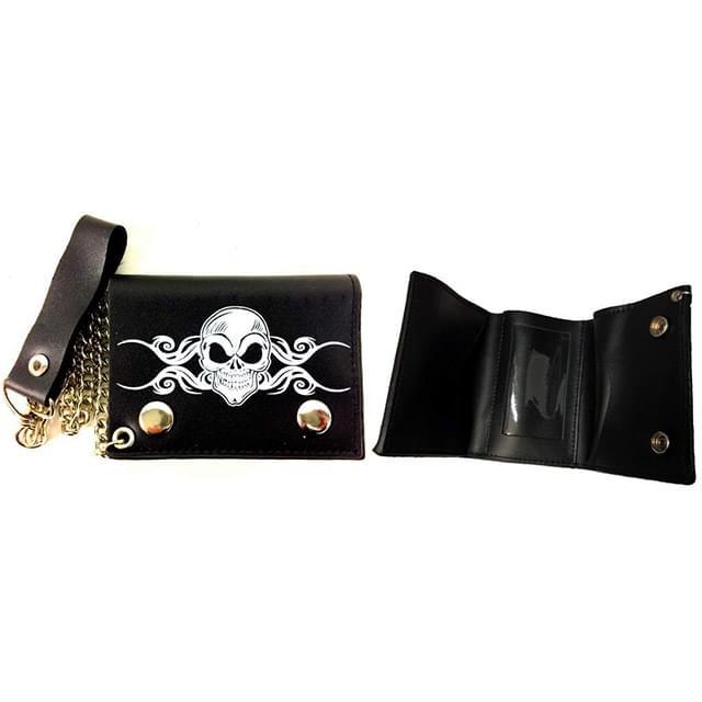 Wholesale Tri-fold Leather Chain Wallet with Skull image