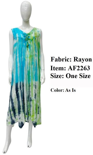 Rayon Crepe Pastel Neon Tie Dye Dresses - Blue/Green image