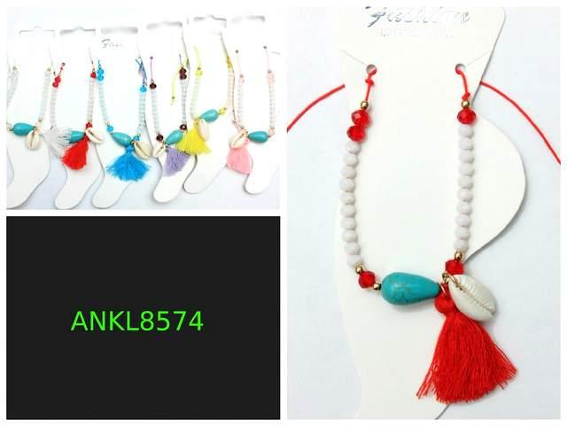 Turquoise Shell Anklets With Fringe Tassel - Assorted image