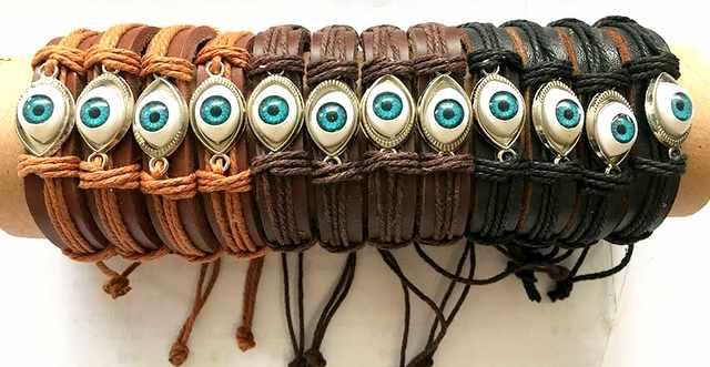 Large Evil Eye Faux Leather Bracelets image