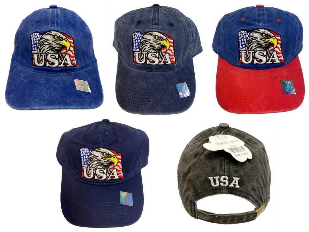 Pre-Washed Cloth USA Eagle Baseball Caps/Hats image