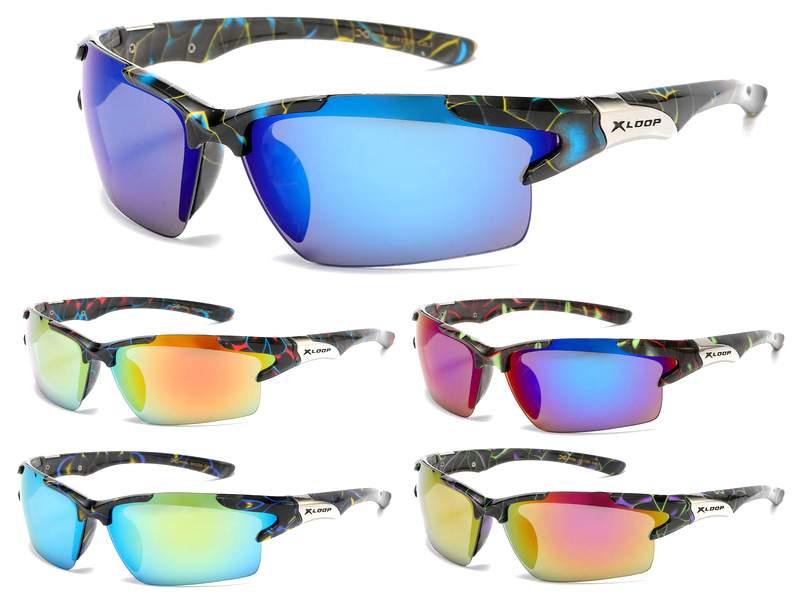 X-Loop Marble Print Semi-Rimless Sports Sunglasses - Assorted image
