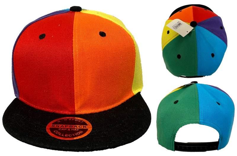 Rainbow Panels Pride Flat Bill Snapback Baseball Hats/Caps image
