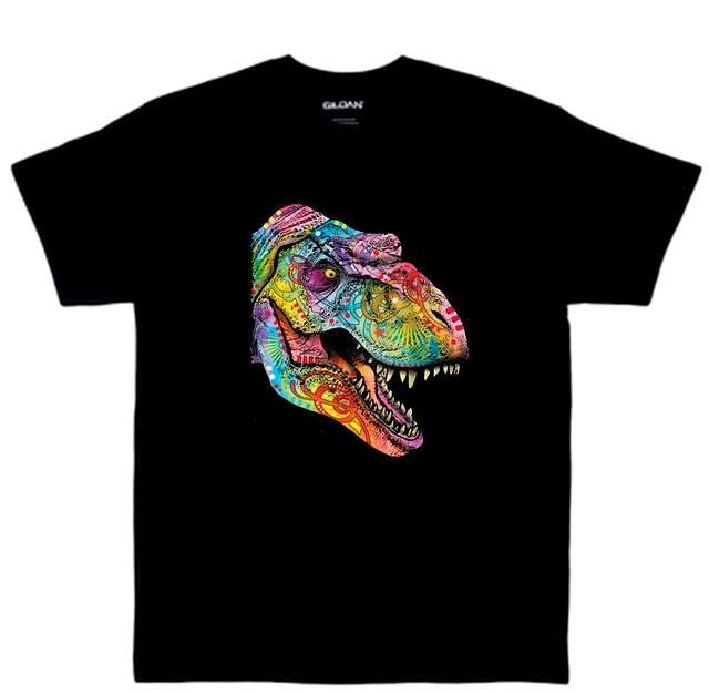 Psychedelic Neon T-Rex T-Shirts - Black XXXL image