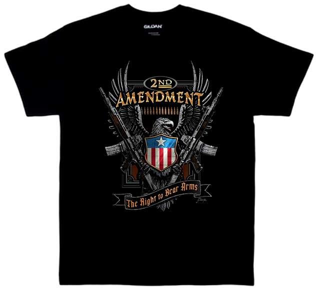 2nd Amendment Eagle Badge T-Shirts - Black M/L/XL image