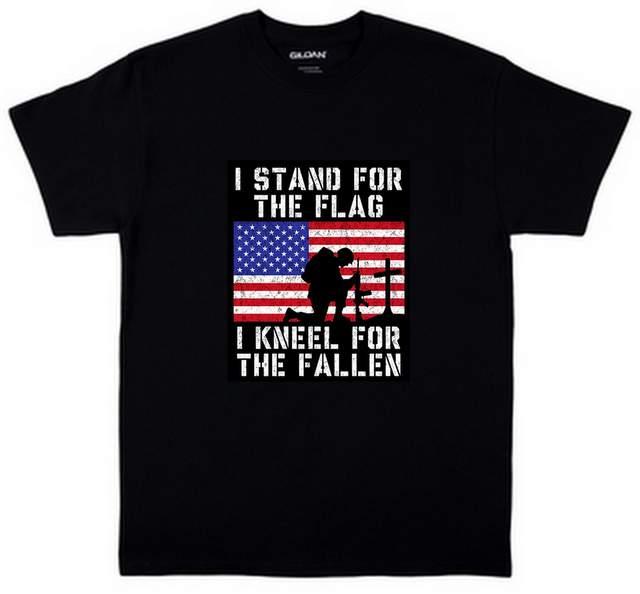"I Stand For The Flag - I Kneel For The Fallen" Patriotic T-Shirts - Black XXXL image