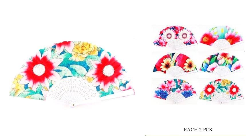 Large Flower Print Hand Fans - Assorted image