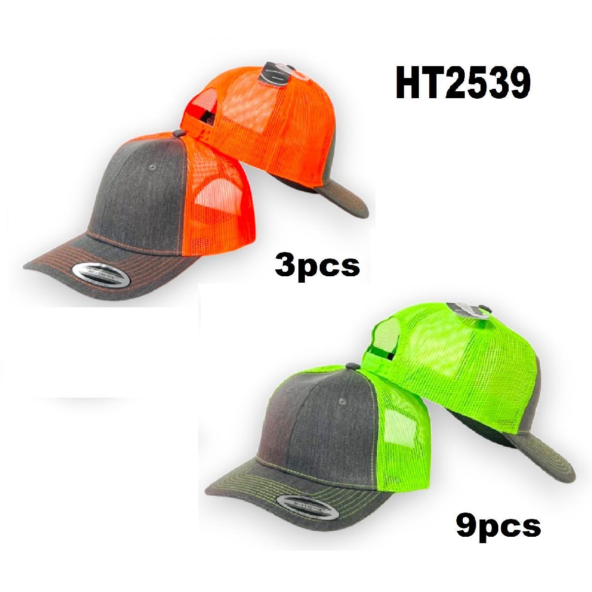 100% Cotton Front Mesh Back Trucker Hats - Orange & Green image