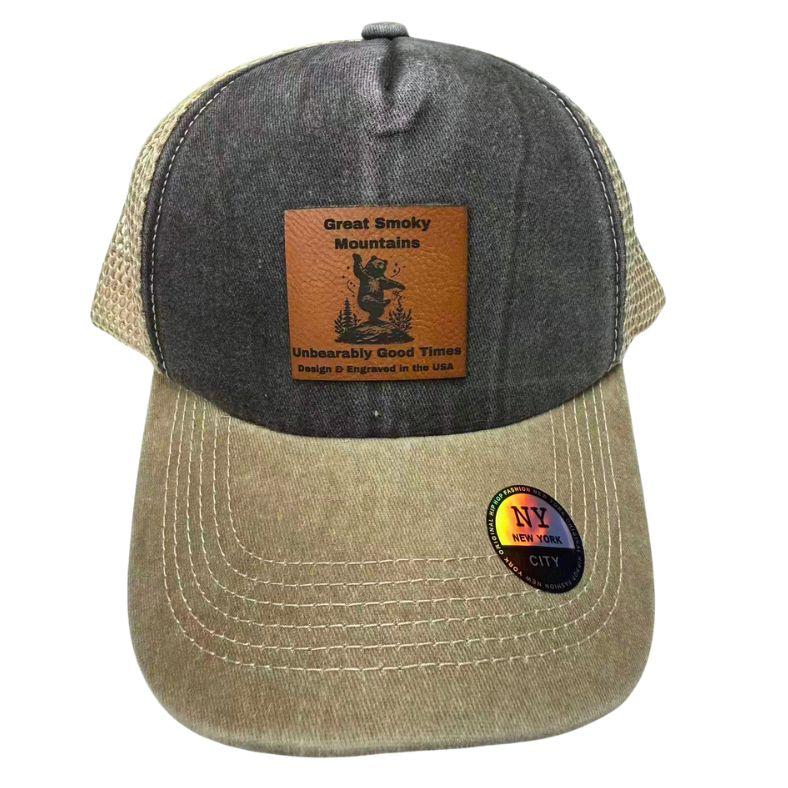Wholesale Custom Laser Engrave Leatherette Patch Hat Great Smokey Mountain Unbearable Good Time image
