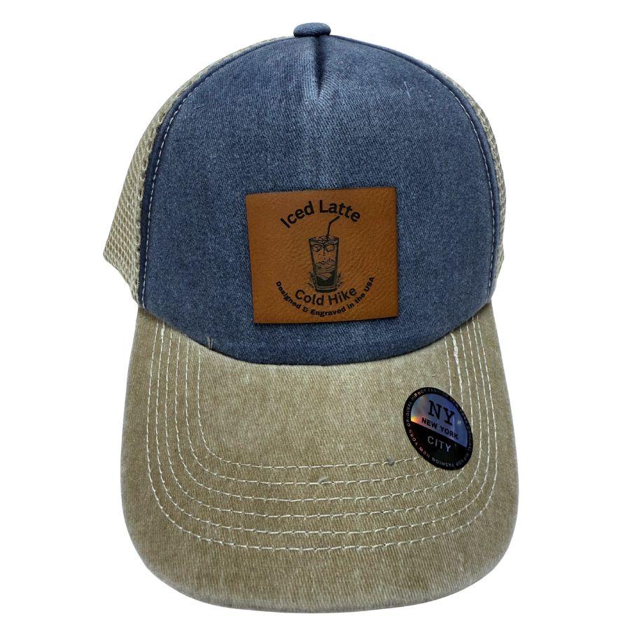 Wholesale Custom Laser Engrave Leatherette Patch Hat Iced Latte Cold Hike image