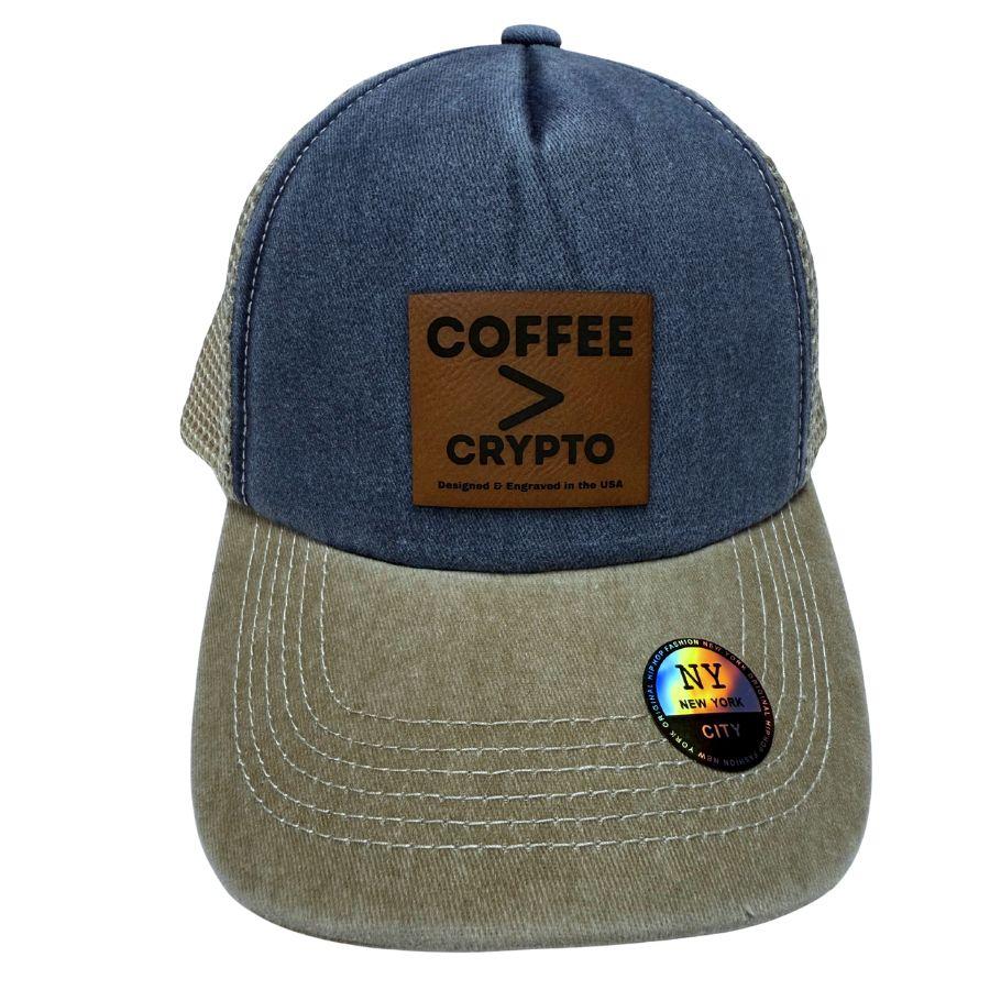 Wholesale Custom Laser Engrave Leatherette Patch Hat COFFEE>CRYPTO image