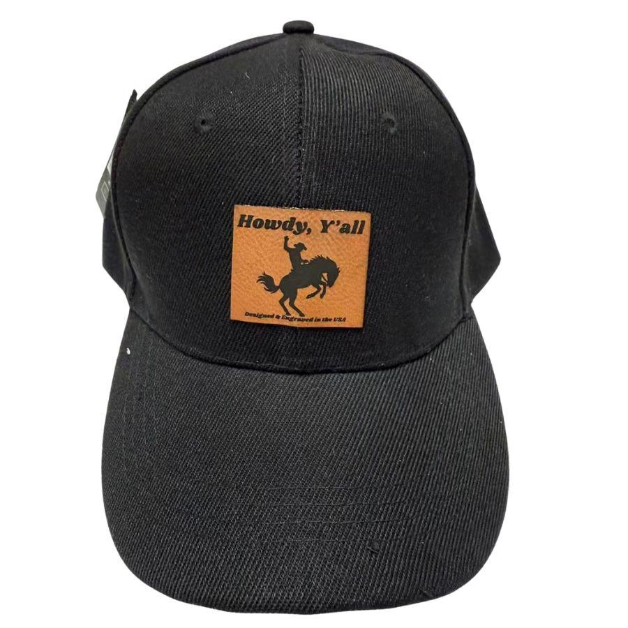 Wholesale Custom Laser Engrave Leatherette Patch Hat Howdy Y'all image