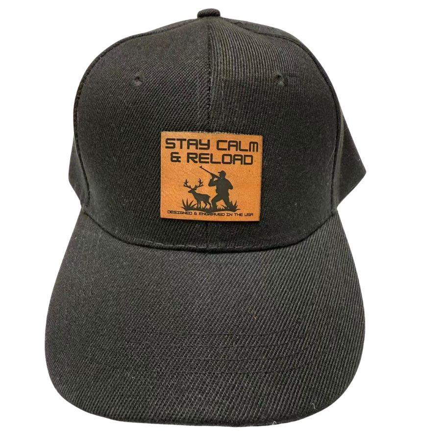 Wholesale Custom Laser Engrave Leatherette Patch Hat Stay Calm & Reload image