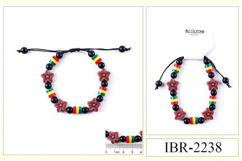Rasta Color & Flower Beaded Bracelets image