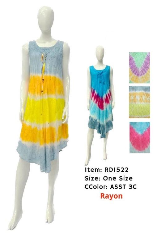 Rayon Tie Dye Embroidered Gowns - Assorted image