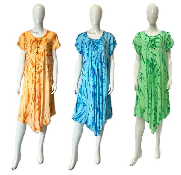 Rayon Palm Tree Short Sleeve Dresses - Assorted image