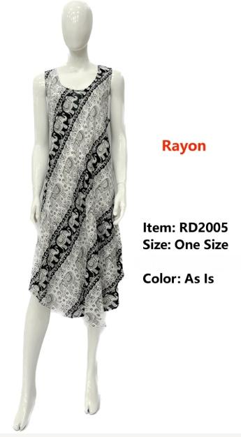 Rayon Elephant Print Round Neck Dresses - Assorted image