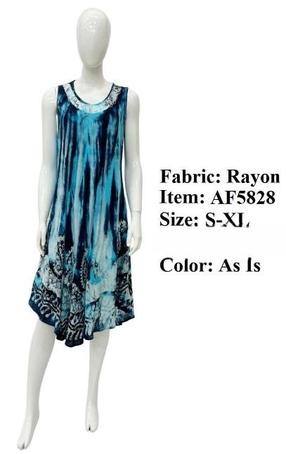 Blue Tie Dye Batik Rayon Umbrella Dresses image