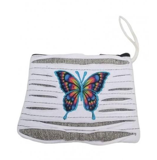 Handmade Cotton Razor-Cut Coin Purses - Colorful Butterfly image