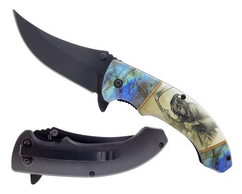 Curved Blade Spring-Assisted Knife - Ghost image