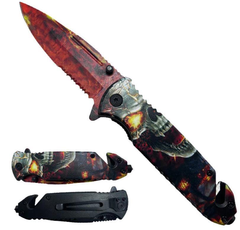 Fire Skull Semi-Automatic Spring Assisted Knife image