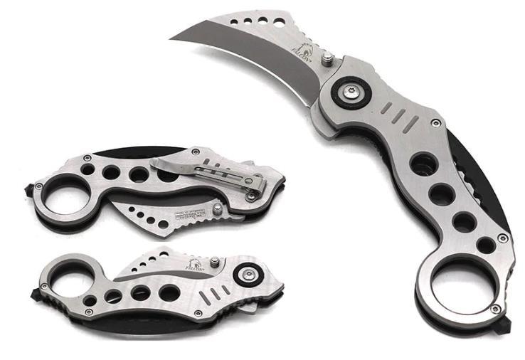 5.25" Karambit Stainless Steel Folding Pocket Knife - Gray image