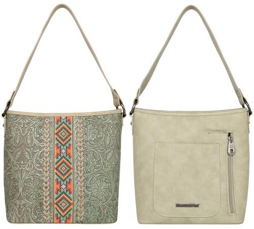 Montana West Tooled Collection Concealed Carry Hobo Bag - Khaki image