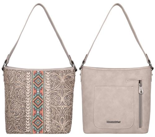 Montana West Tooled Collection Concealed Carry Hobo Bag - Beige image