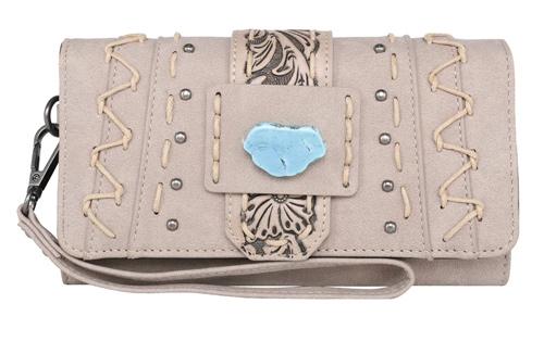 Montana West Tooled Collection Wallet - Tan image